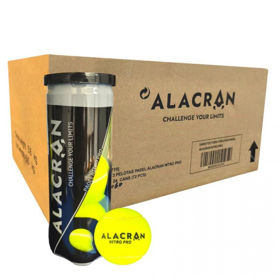 Cajon 72 Pelotas - 24 Botes de 3 uds - Alacran Nitro Pro  PADELPOINT Cajon 72 Pelotas - 24 Botes de 3 uds - Alacran Nitro Pro