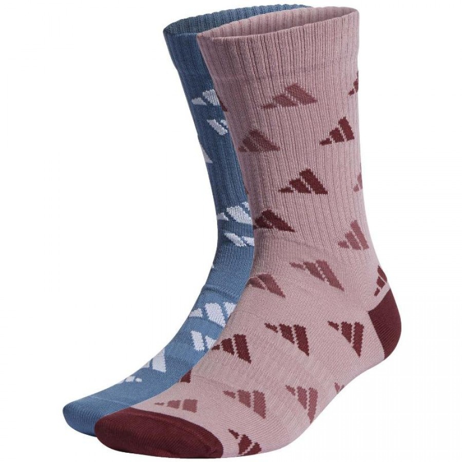 Adidas Crew AOP Bleu Mauve Chaussettes 2 Paires