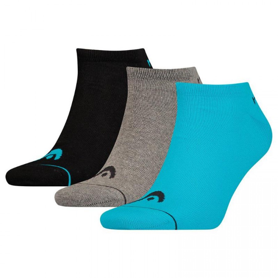 Calcetines Head Sneaker Azul Gris Negro 3 Pares  Oferta + Barato