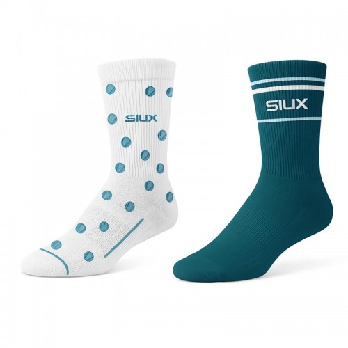 Calcetines Siux Silk Caña Alta Blanco Verde 2 Pares