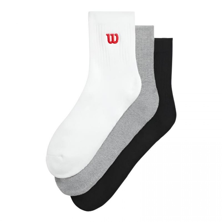 Wilson Quarter Top Socks White Gray Black 3 Pairs  Offer + Cheap