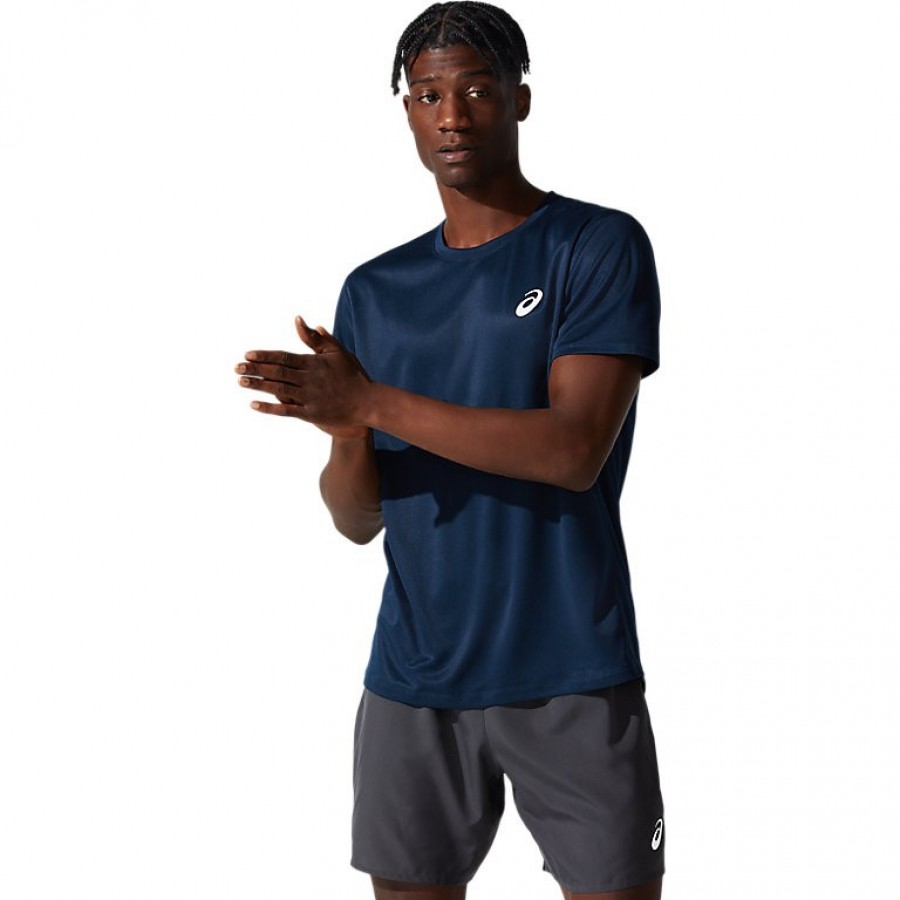 Camiseta Asics Core Top Azul Francia  Offre - Pas cher