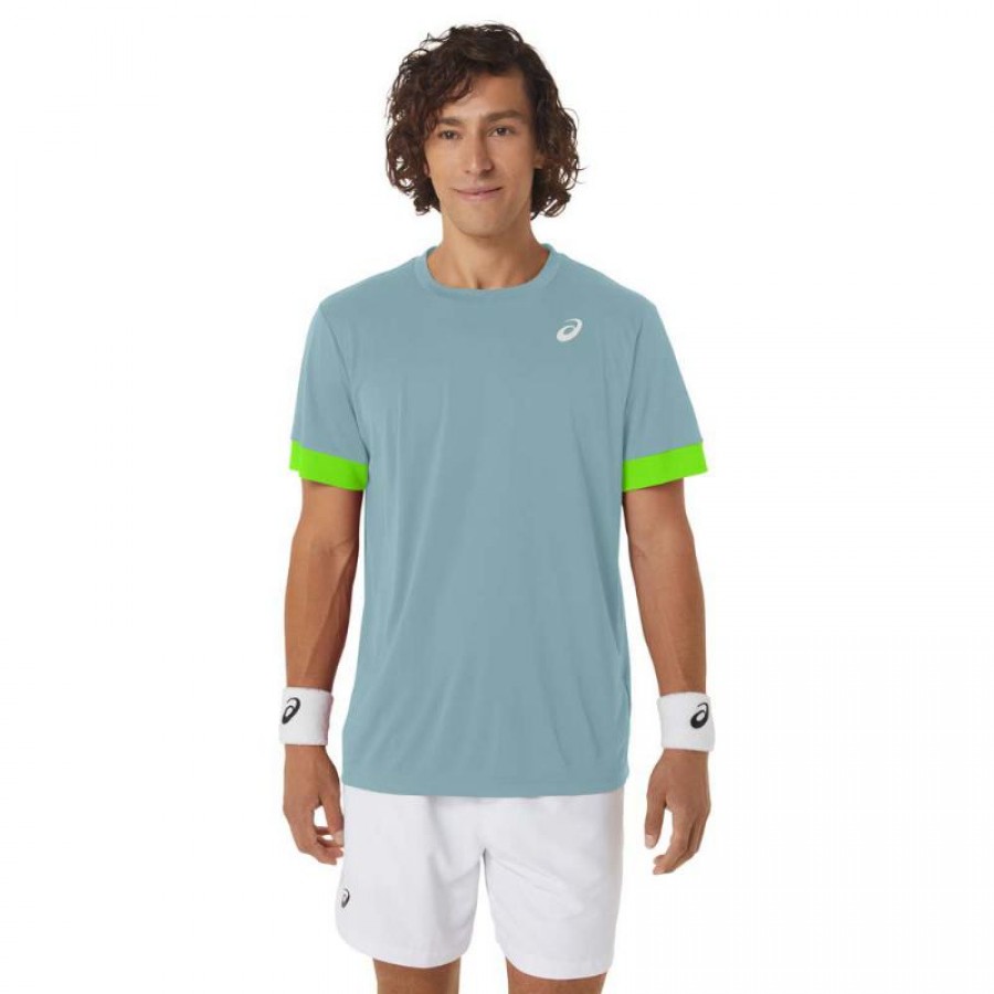 Camiseta Asics Court Azul Lima Electrico  Offre - Pas cher