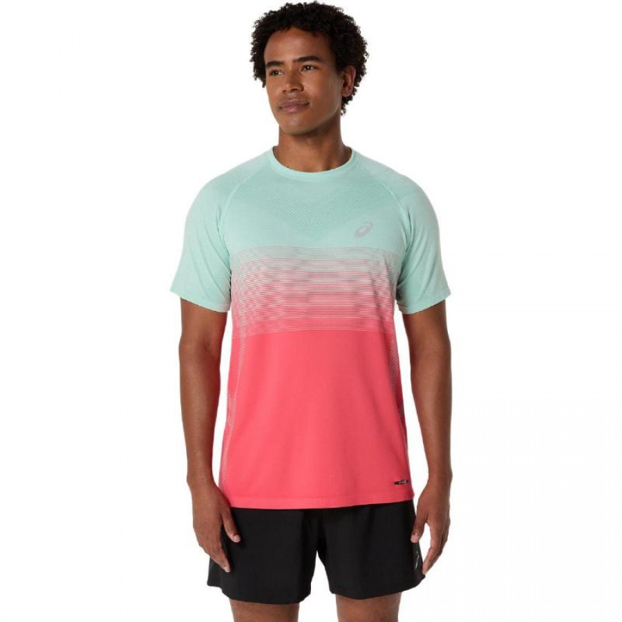 Camiseta Asics Haut SS sans couture Corail Verde  Offre - Pas cher