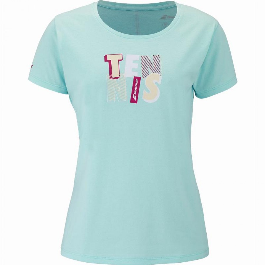 Camiseta Babolat Exercice Message Azul Claro Mujer