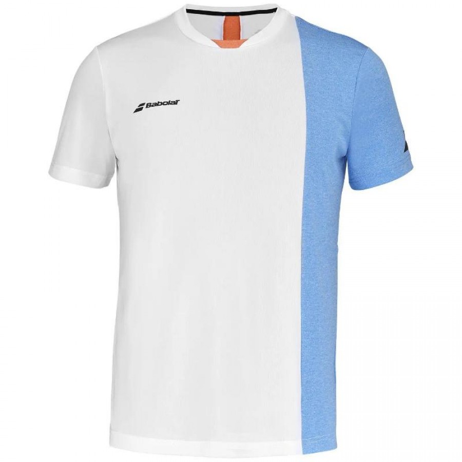 T-shirt Babolat Play Crew Blanc Bleu Orange