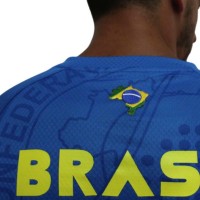 Brésil Eitor Bleu Blanc T-Shirt - Barata Oferta Outlet