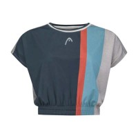Cabeca Crop Top Azul Marinho T-Shirt Mulheres  Oferta + Barato