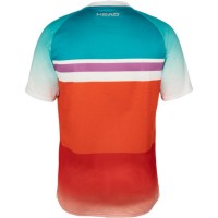 Camiseta Head Performance Paris Naranja Azul Royal  Offre - Pas cher