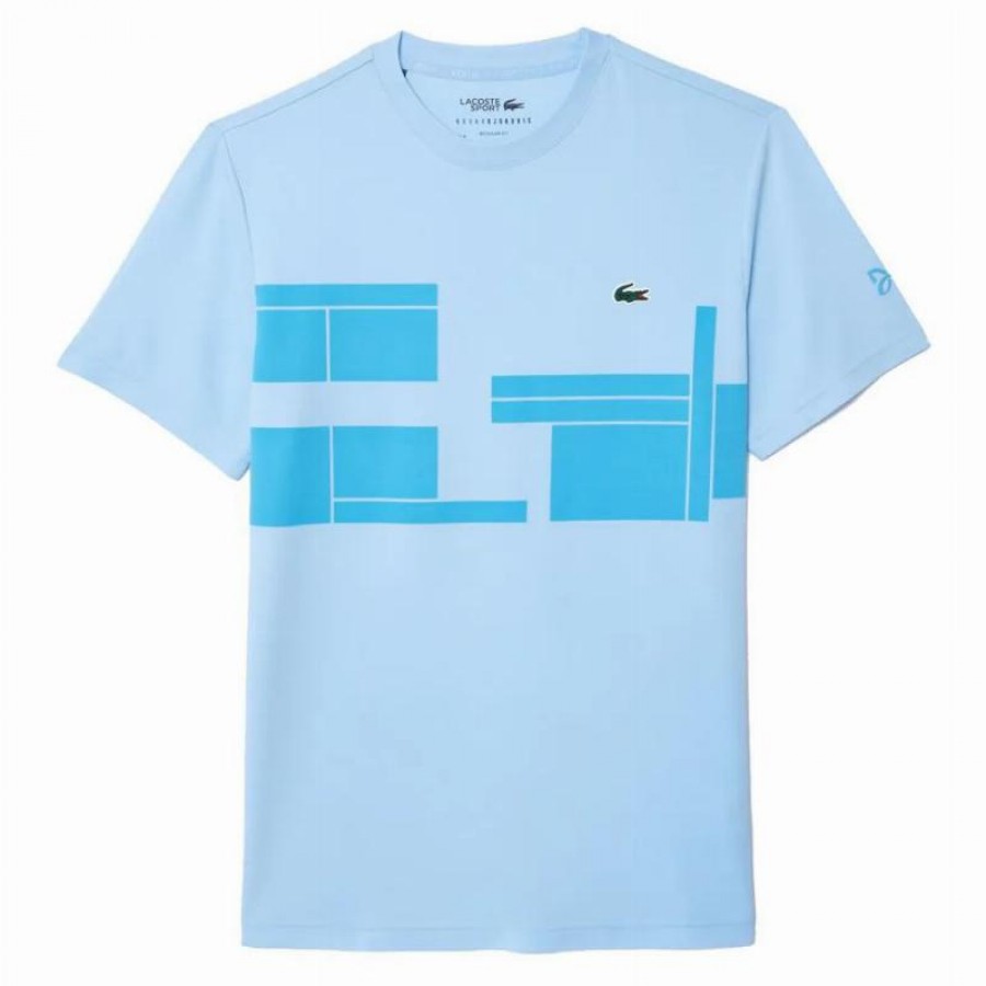 Camiseta Lacoste Novak Djokovic Ultra Dry Azul  Oferta + Barato