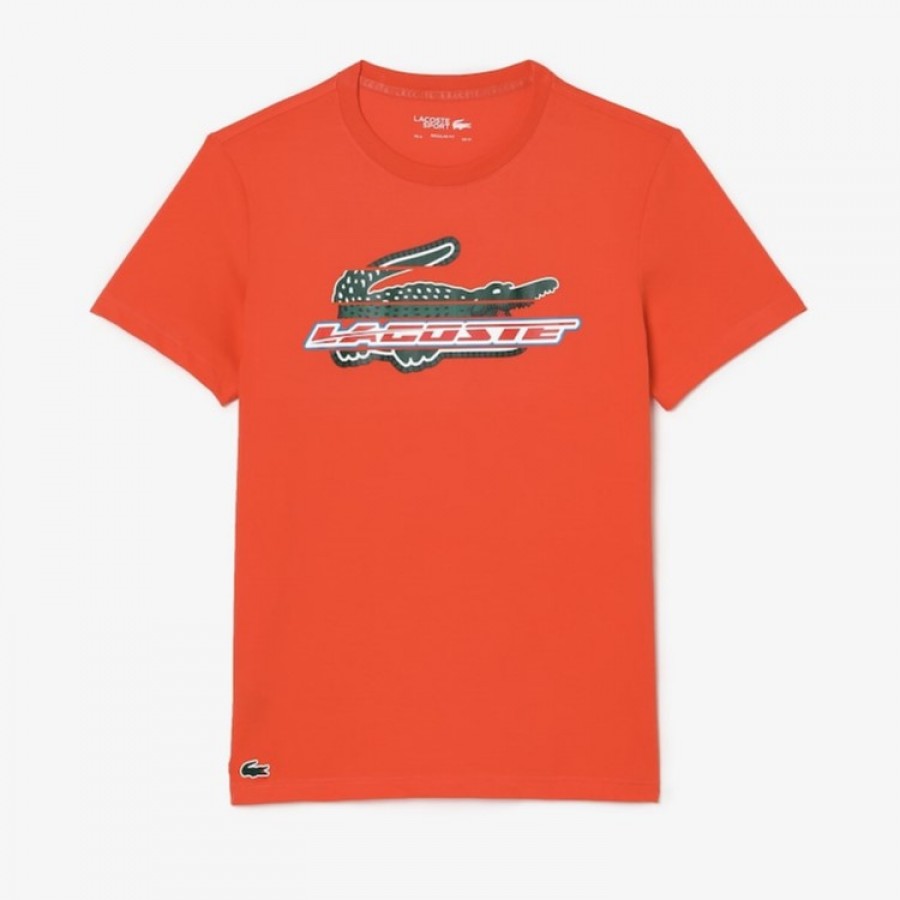 Camiseta Lacoste Sport Algodon Ecologico Naranja   Oferta + Barato