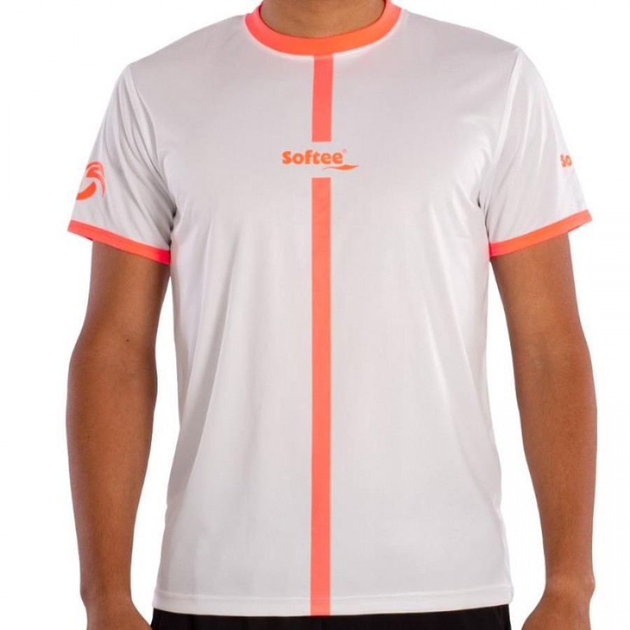 T-shirt junior Softee Tipex blanc corail fluor  Offre - Pas cher