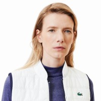 Colete Lacoste Slim Fit Azul Marinho Branco para Mulheres  Oferta + Barato