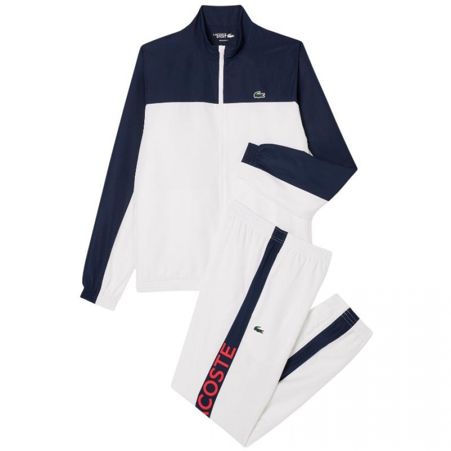Chandal Lacoste Sport Blanco Azul Marino  Oferta + Barato