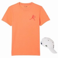 Pack Lacoste Novak Djokovic Orange T-Shirt and White Cap  Offer + Cheap