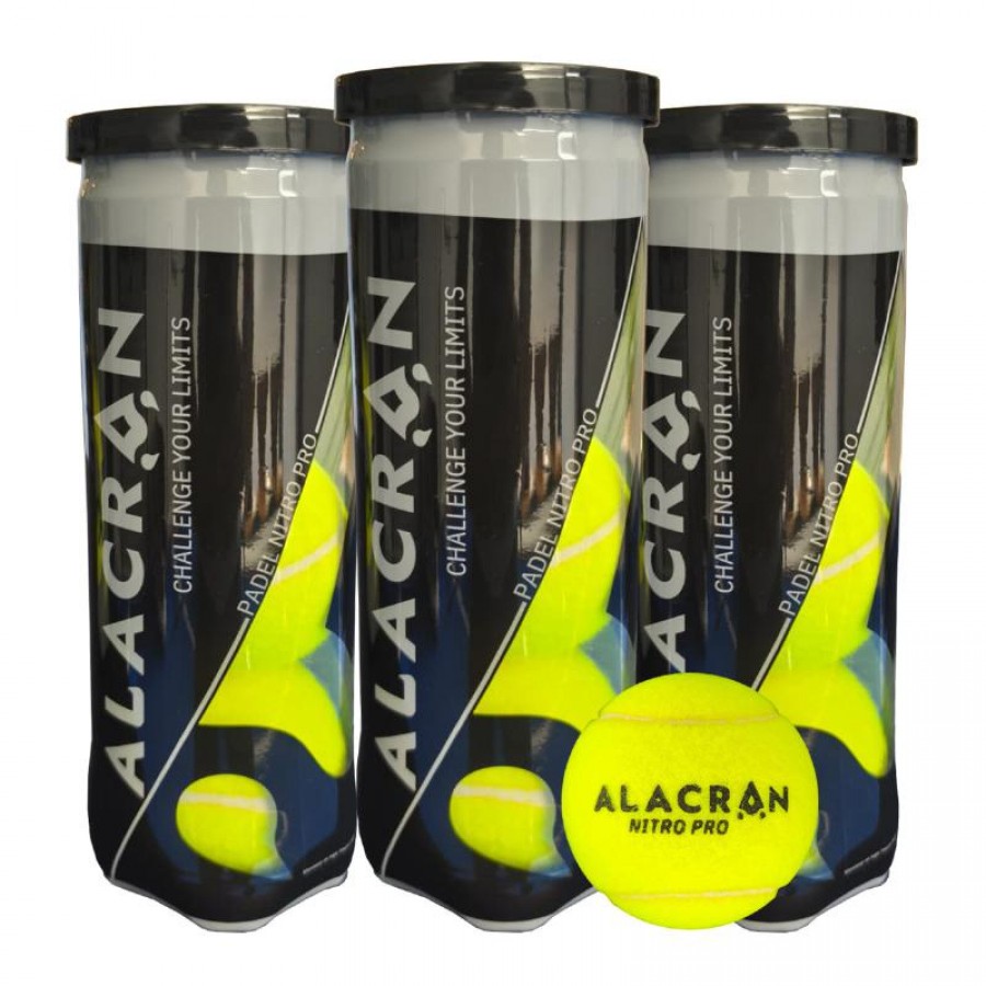 Pack de 3 Botes de Pelotas Alacran Nitro Pro  PADELPOINT Pack de 3 Botes de Pelotas Alacran Nitro Pro