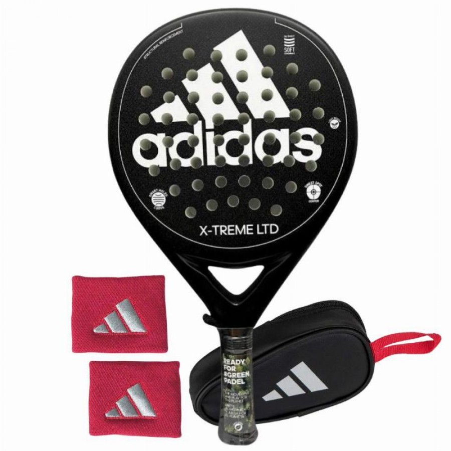 Pack Adidas X-Treme Preto Branco Raquete com Porta-Moedas e Sacos de Pulso   Oferta + Barato