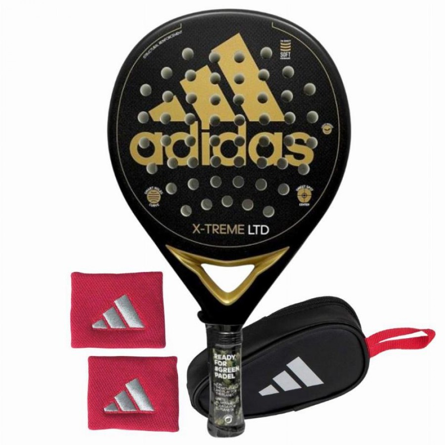Pack Adidas X-Treme Raquette en or noir avec porte-monnaie et sacs de poignet   Offre - Pas cher