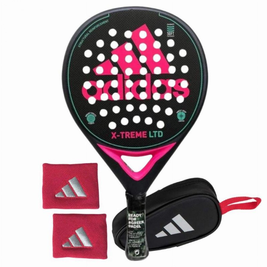 Pack Adidas X-Treme Raquette Noir Rose avec Porte-monnaie et Sacs de poignet   Offre - Pas cher
