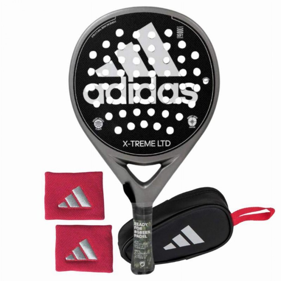 Pack Adidas X-Treme Raquette Argent Blanc avec Porte-monnaie et Sacs de poignet   Offre - Pas cher