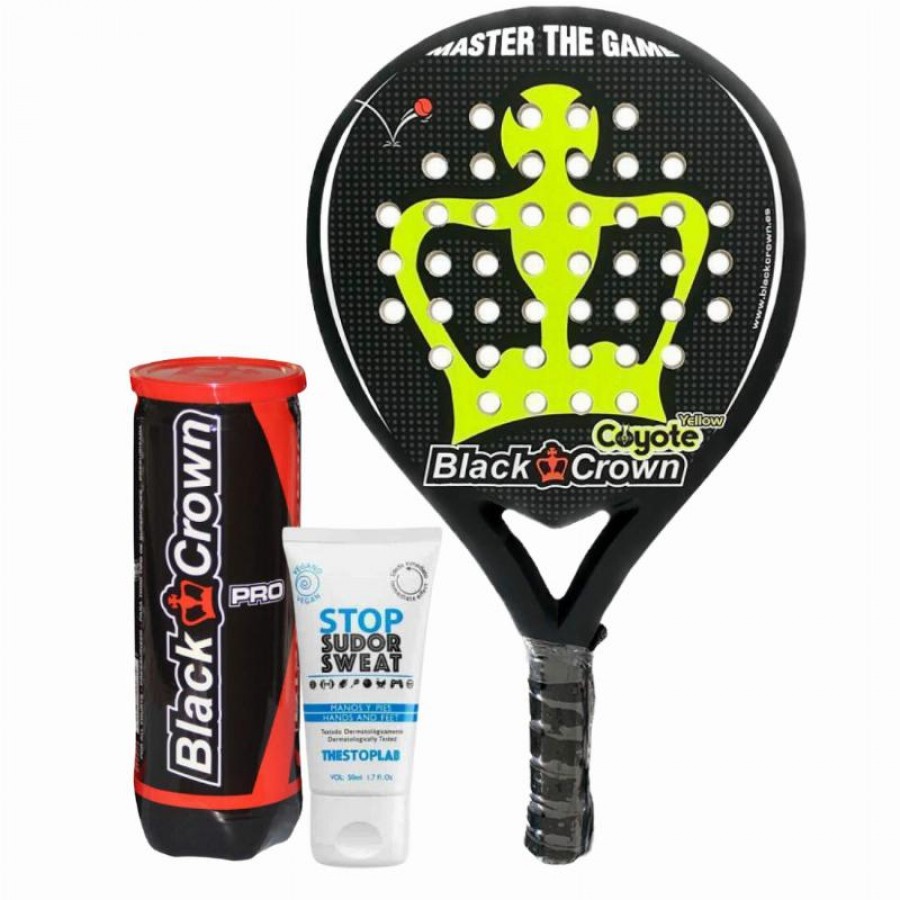 Pack Pala Black Crown Coyote Yellow con Magnesio y Bolas  Oferta + Barato