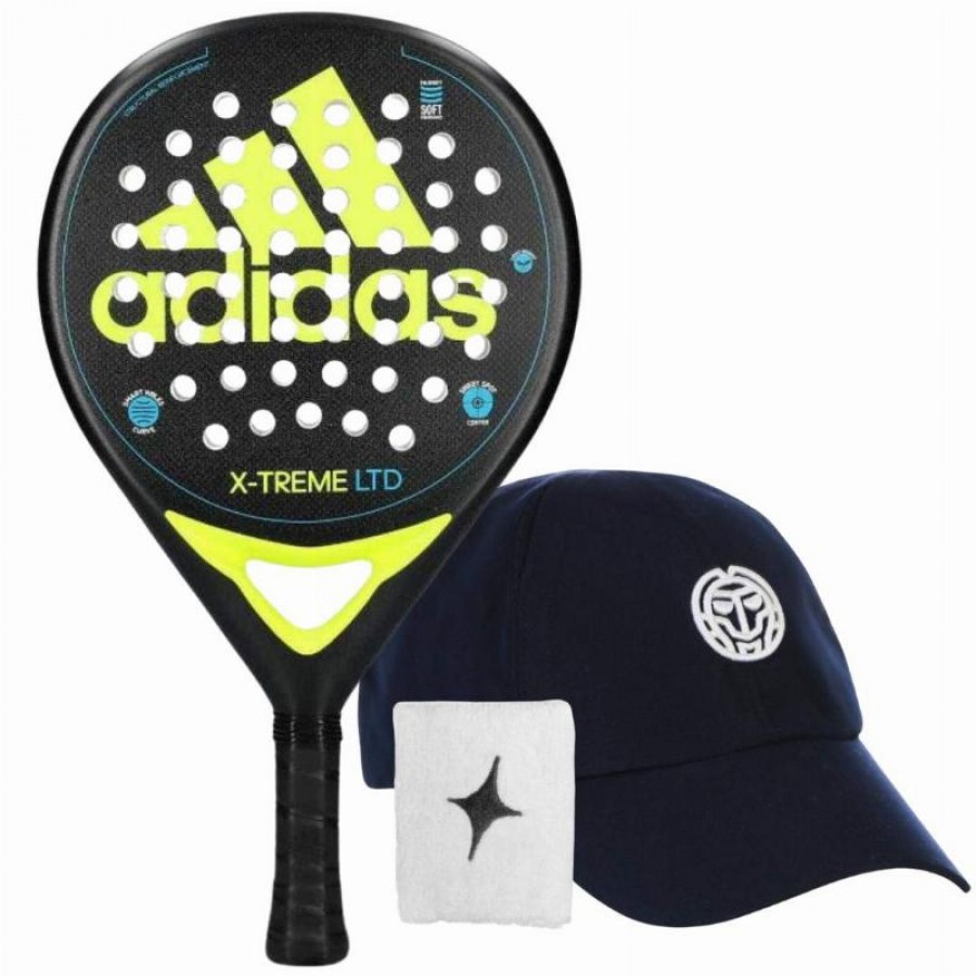Pack Raquete Adidas X-Treme Lime Black com Boné e Pulseira   Oferta + Barato