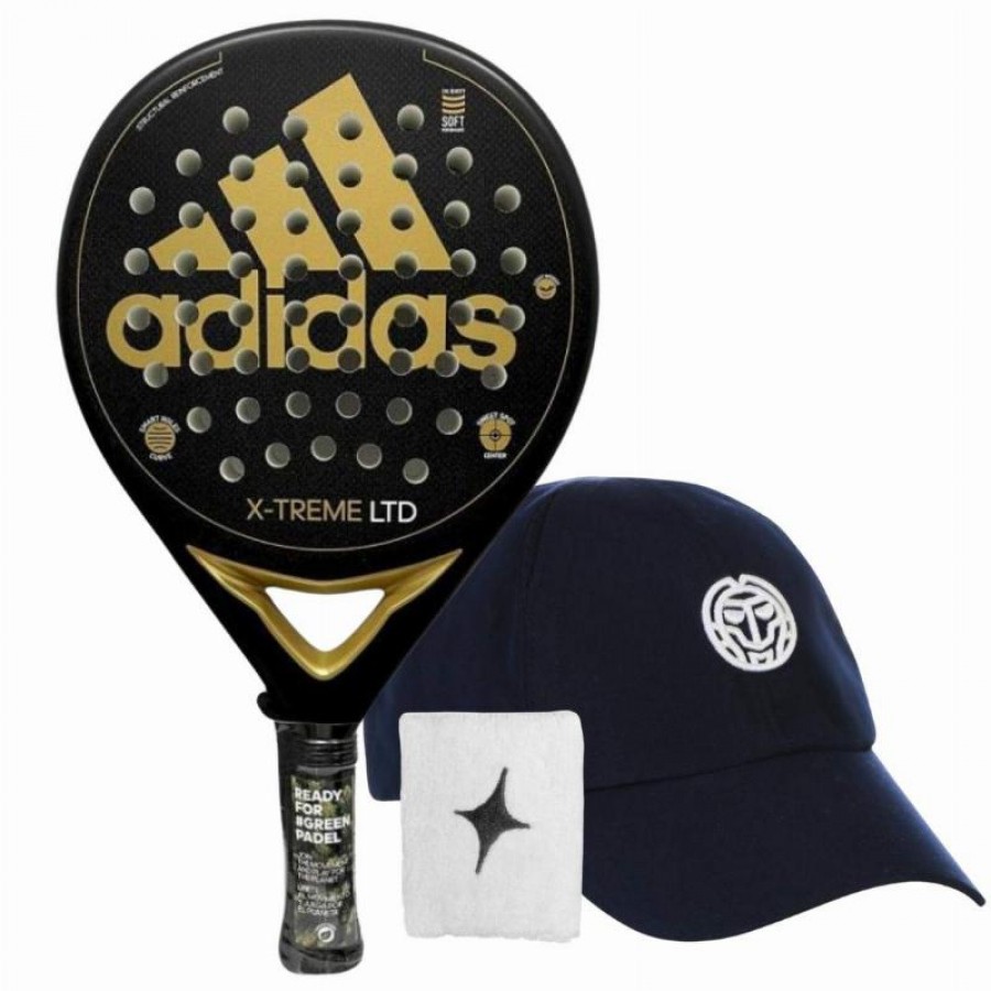 Pack Adidas X-Treme Black Gold Racket with Cap and Wristband  Offer + Cheap