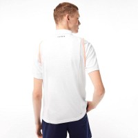 Lacoste Polo Polyester Recycle Blanc Orange  Offre - Pas cher