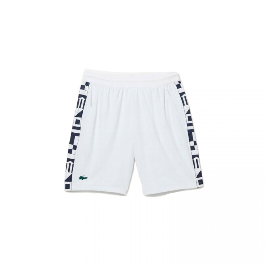 Short Lacoste Sport Blanco Estampado  Offre - Pas cher
