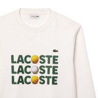 Sweat-shirt en peluche Lacoste blanc  Offre - Pas cher