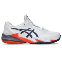 Baskets Asics Court FF 3 TERRE BATTUE Blanc Gris Orange  Offre - Pas cher