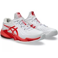 Baskets Asics Court FF 3 Novak CLAY Blanc Rouge  Offre - Pas cher