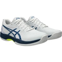 Baskets Asics Gel Game 9 TERRE BATTUE Blanc Bleu Mako  Offre - Pas cher