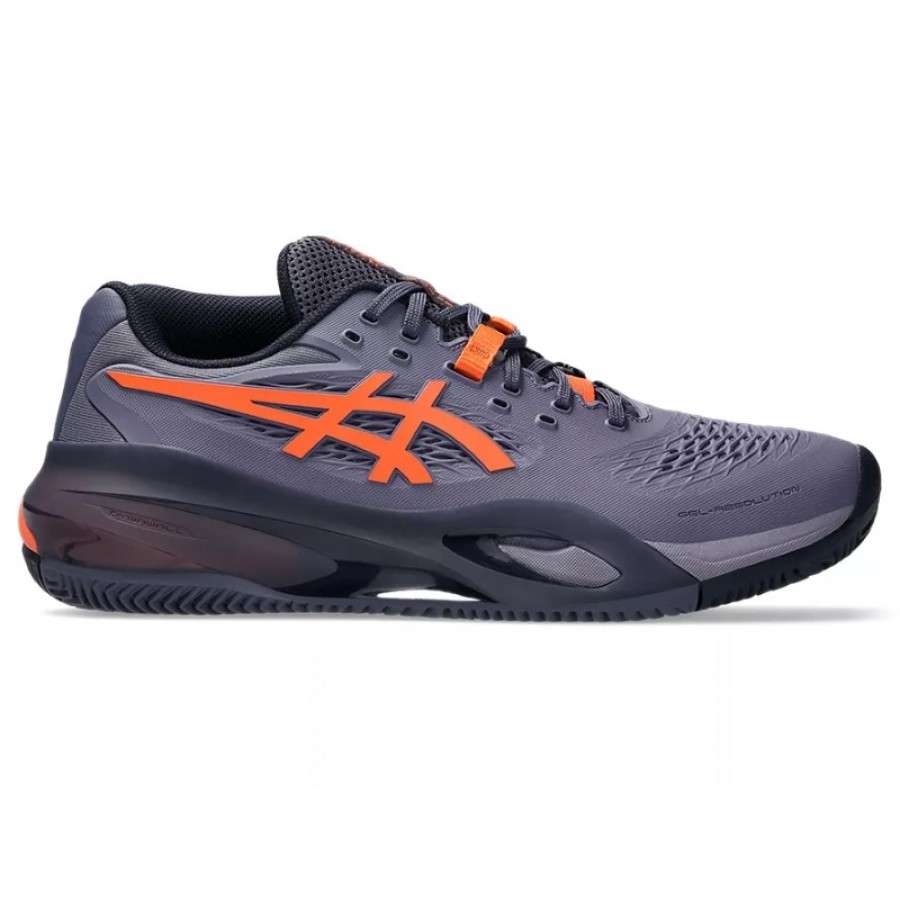 Baskets Asics Gel Resolution X Clay Gris Violet Orange  Offre - Pas cher