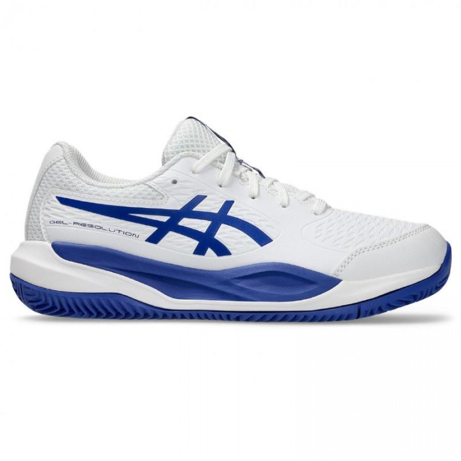 Asics Gel Resolution X Clay GS White Cobalt Blue Junior Sneakers  Offer + Cheap