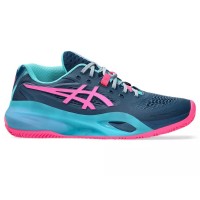 Baskets Asics Gel Resolution X Padel Bleu Mako Rose  Offre - Pas cher