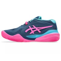 Baskets Asics Gel Resolution X Padel Bleu Mako Rose  Offre - Pas cher