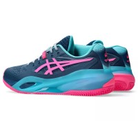 Baskets Asics Gel Resolution X Padel Bleu Mako Rose  Offre - Pas cher