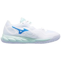 Baskets Femme Mizuno Wave Enforce Court TERRE BATTUE Blanc Bleu  Offre - Pas cher