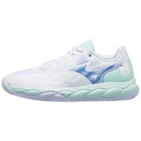 Baskets Femme Mizuno Wave Enforce Court TERRE BATTUE Blanc Bleu  Offre - Pas cher