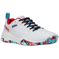 Salming Rebel Light Dazzle Branco Vermelho Azul Sapatos Femininos  Oferta + Barato