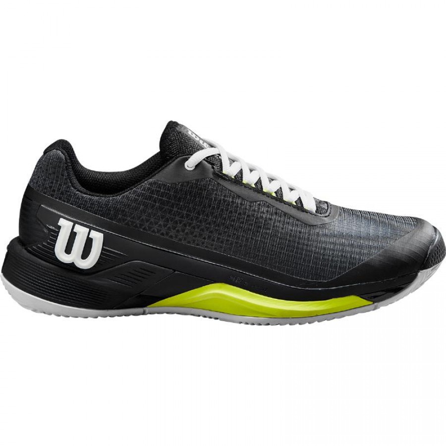 Zapatillas Wilson Rush Pro 4.0 Clay Negro Blanco Amarillo  Oferta + Barato